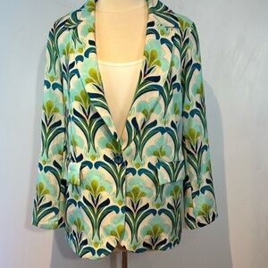 Spazio Cinque gorgeous blazer turquoise colourful single button blazer size M